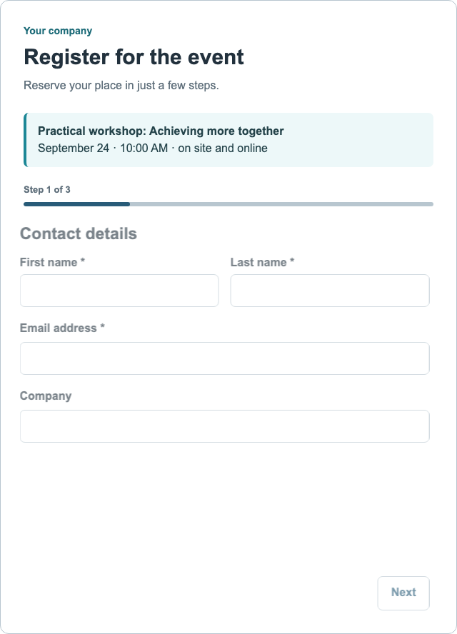 Multi-page form with a progress indicator