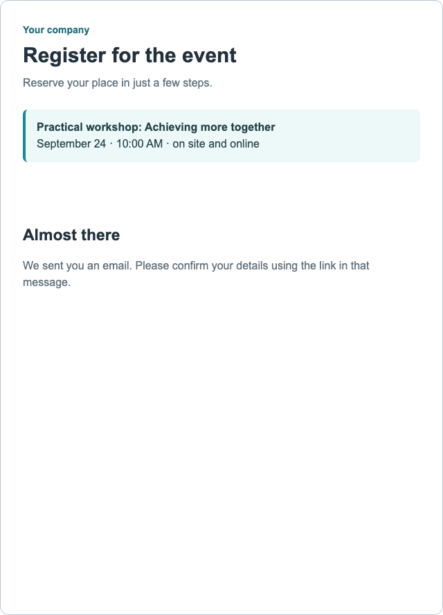 Success page after completing a multi-page form