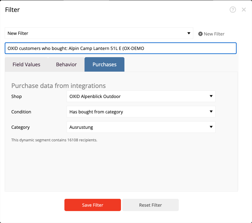 Select buyers from an OXID category as a newsletter audience