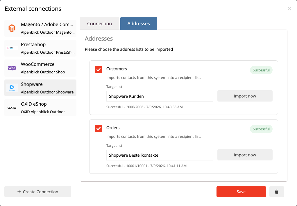 Import Shopware customers and purchase data into mailfino